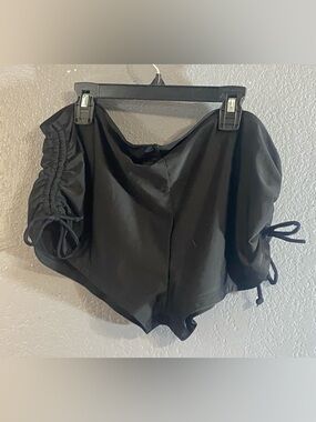Women’s Black Swim Shorts with Side Drawstrings